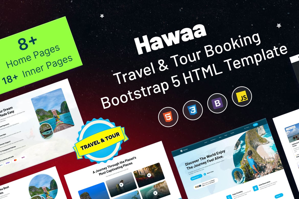 Hawaa - Template Website Booking Perjalanan dan Tur Modern