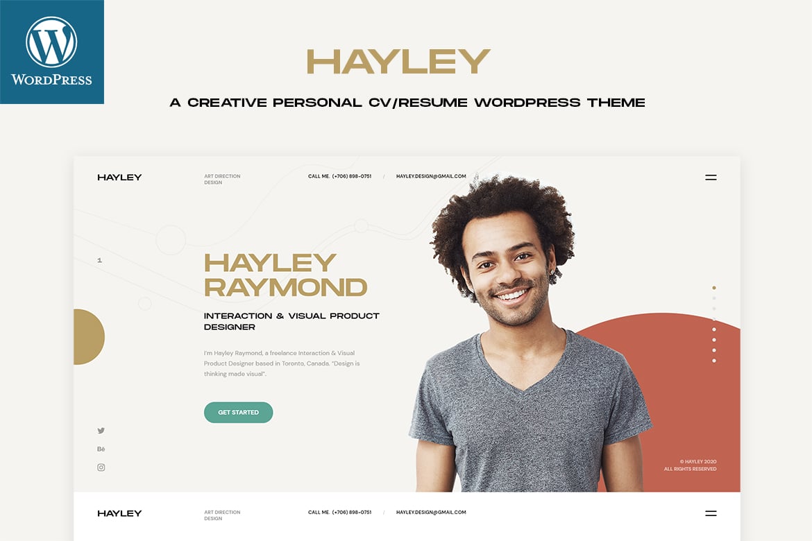 Hayley - Tema WordPress CV/Resume Pribadi yang Fleksibel dan Modern