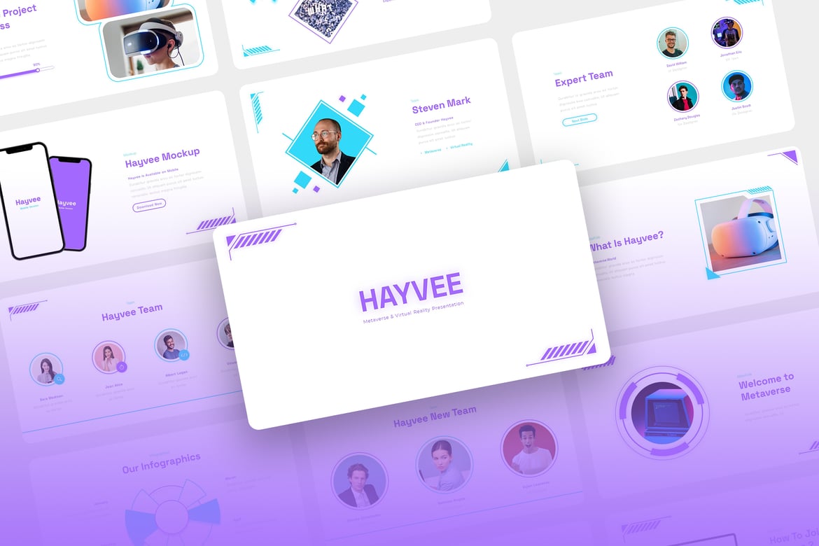 Template PowerPoint Hayvee untuk Metaverse & Realitas Virtual yang Menarik