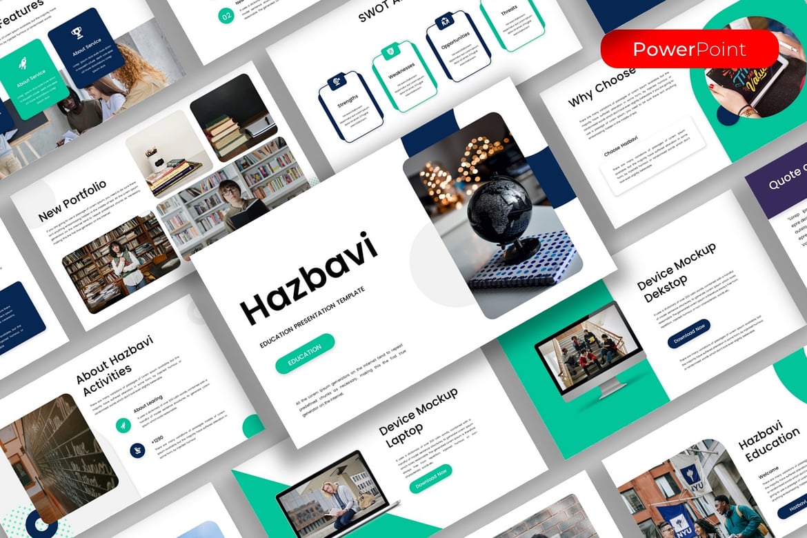 Template PowerPoint Pendidikan Hazbavi yang Menarik dan Profesional