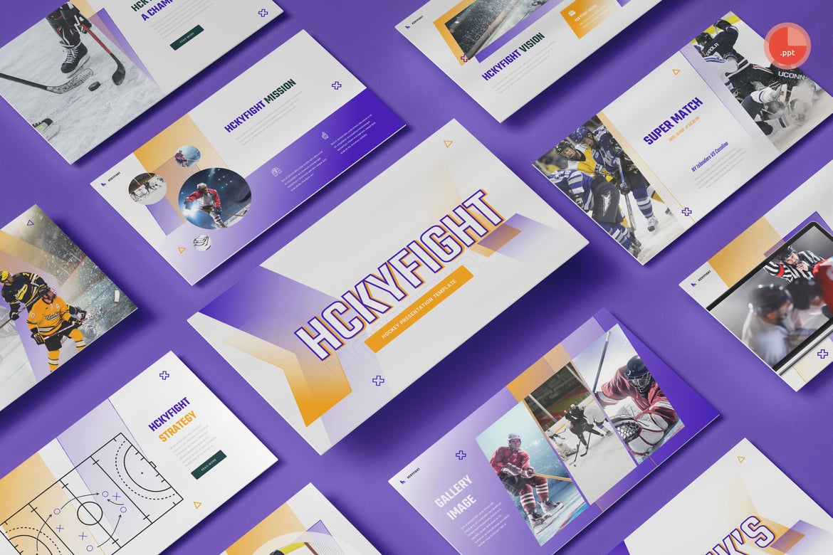 Template Presentasi Hckyfight - PowerPoint untuk Tim Hoki & Klub Olahraga