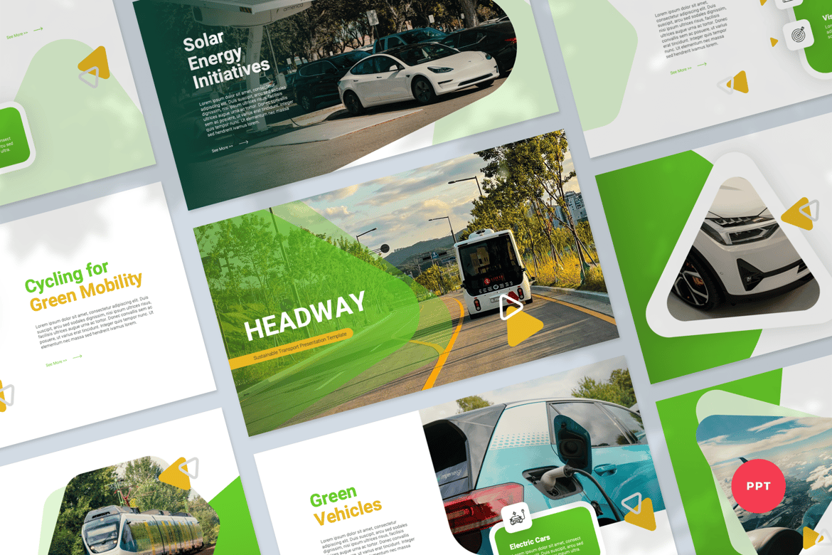 Template Presentasi PowerPoint Transportasi Berkelanjutan Headway