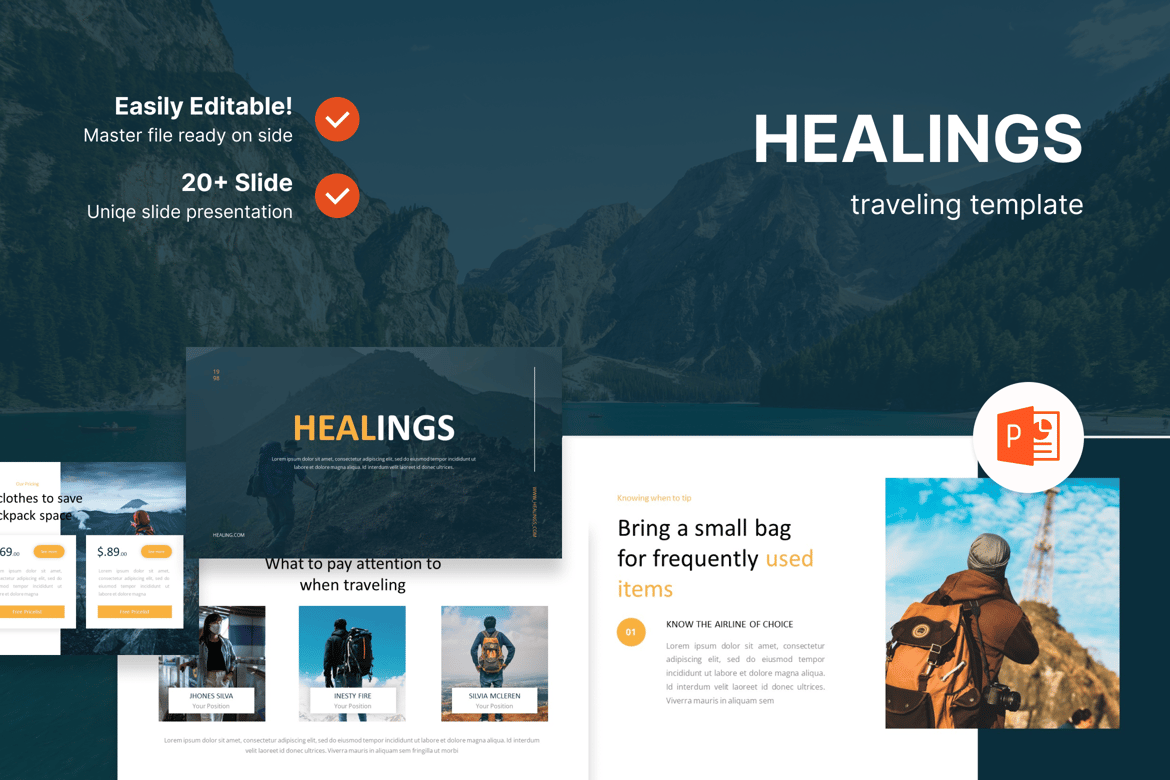 Template Presentasi Healings – Powerpoint untuk Perjalanan
