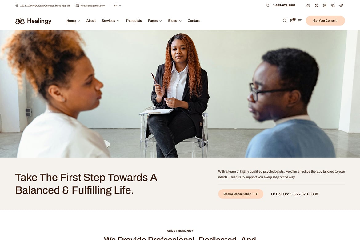Healingy - Template Website Terapis & Konseling yang Profesional