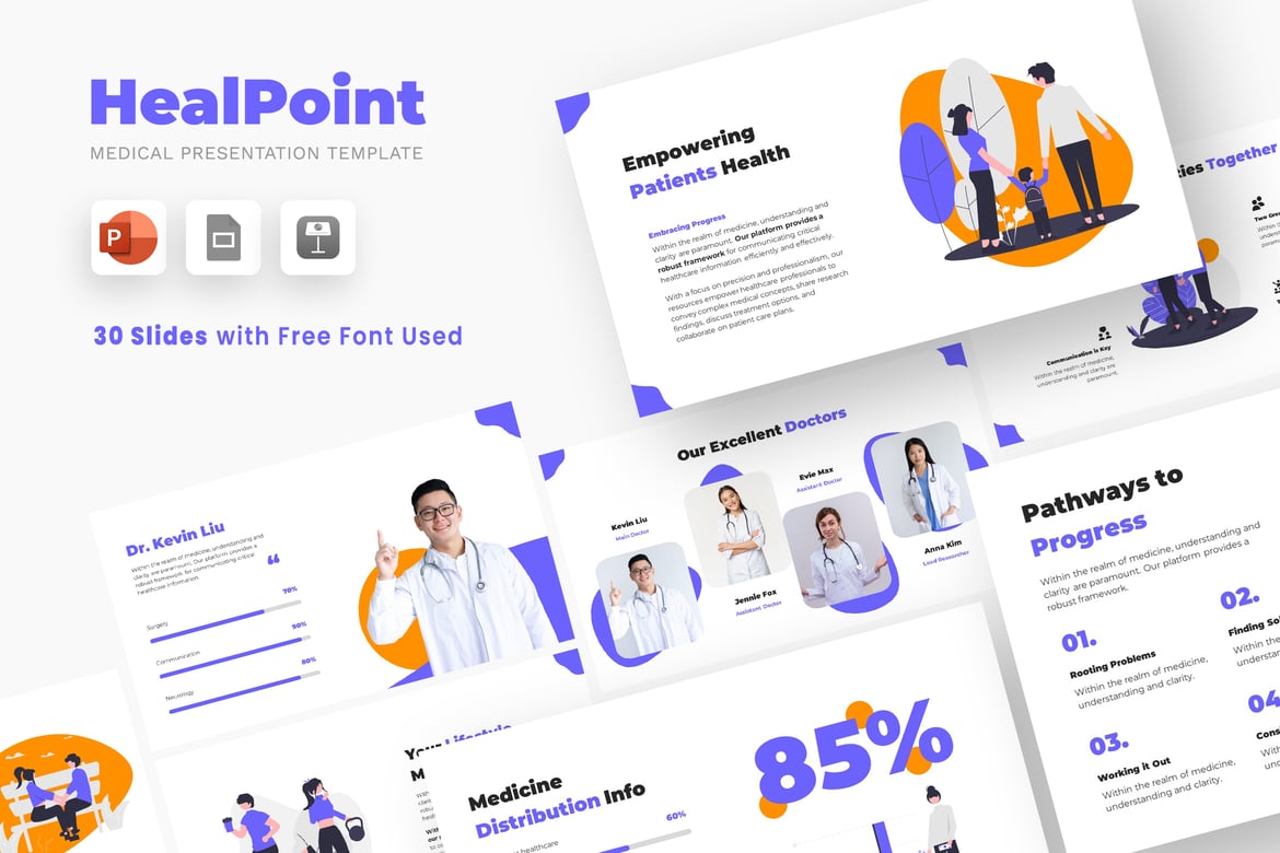Template PowerPoint Medis HealPoint yang Elegan dan Kreatif