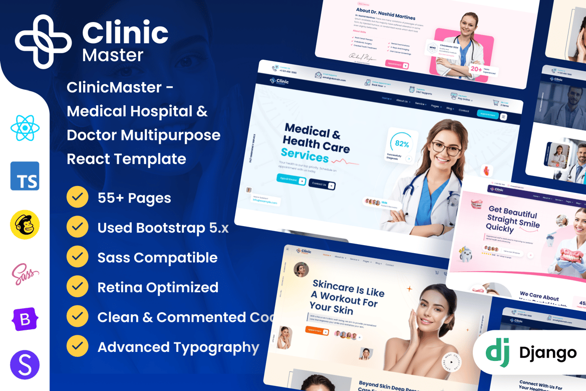 Template Website Kesehatan & Medis React JS yang Modern dan Responsif