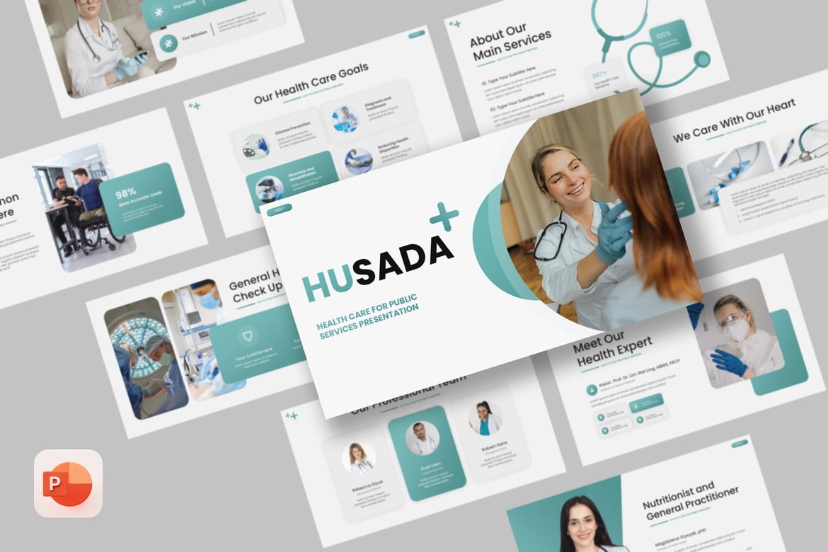 Template PowerPoint Kesehatan yang Kreatif dan Profesional