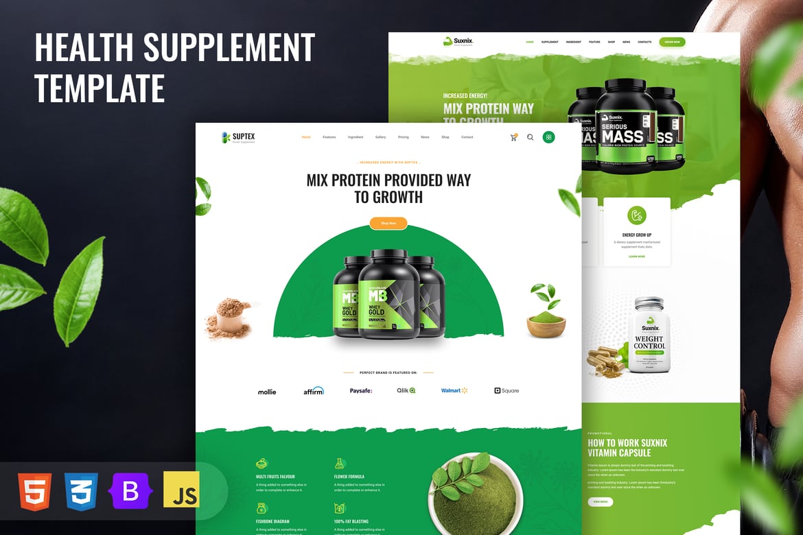 Template Website Suplement Kesehatan Modern dan Responsif