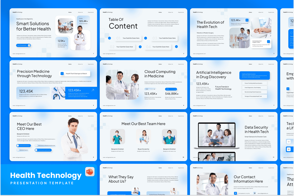 Template Presentasi PowerPoint Teknologi Kesehatan yang Menarik