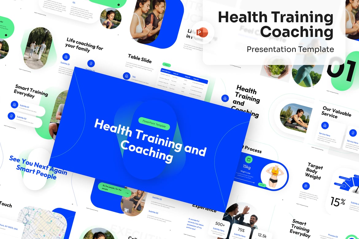Template PowerPoint Pelatihan dan Coaching Kesehatan yang Menarik