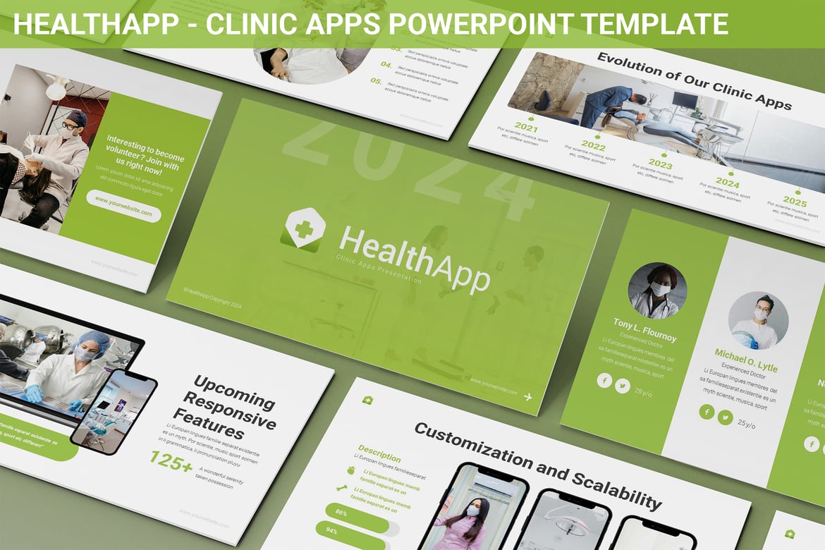 Template Presentasi PowerPoint Klinik HealthApps yang Menarik