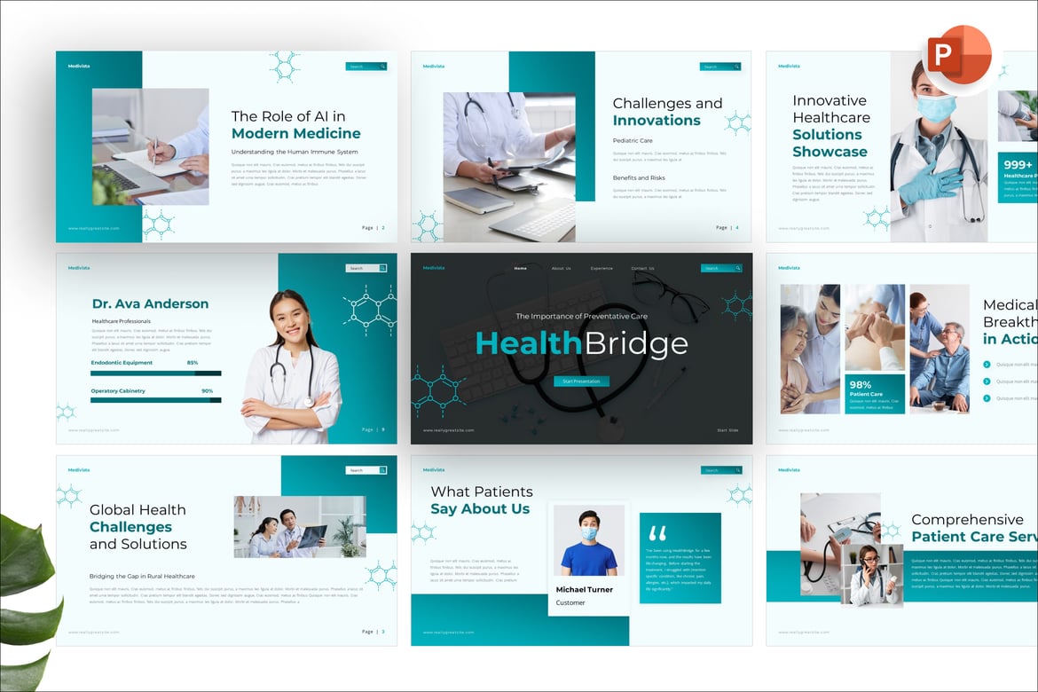 Template Presentasi Medis HealthBridge yang Menginspirasi