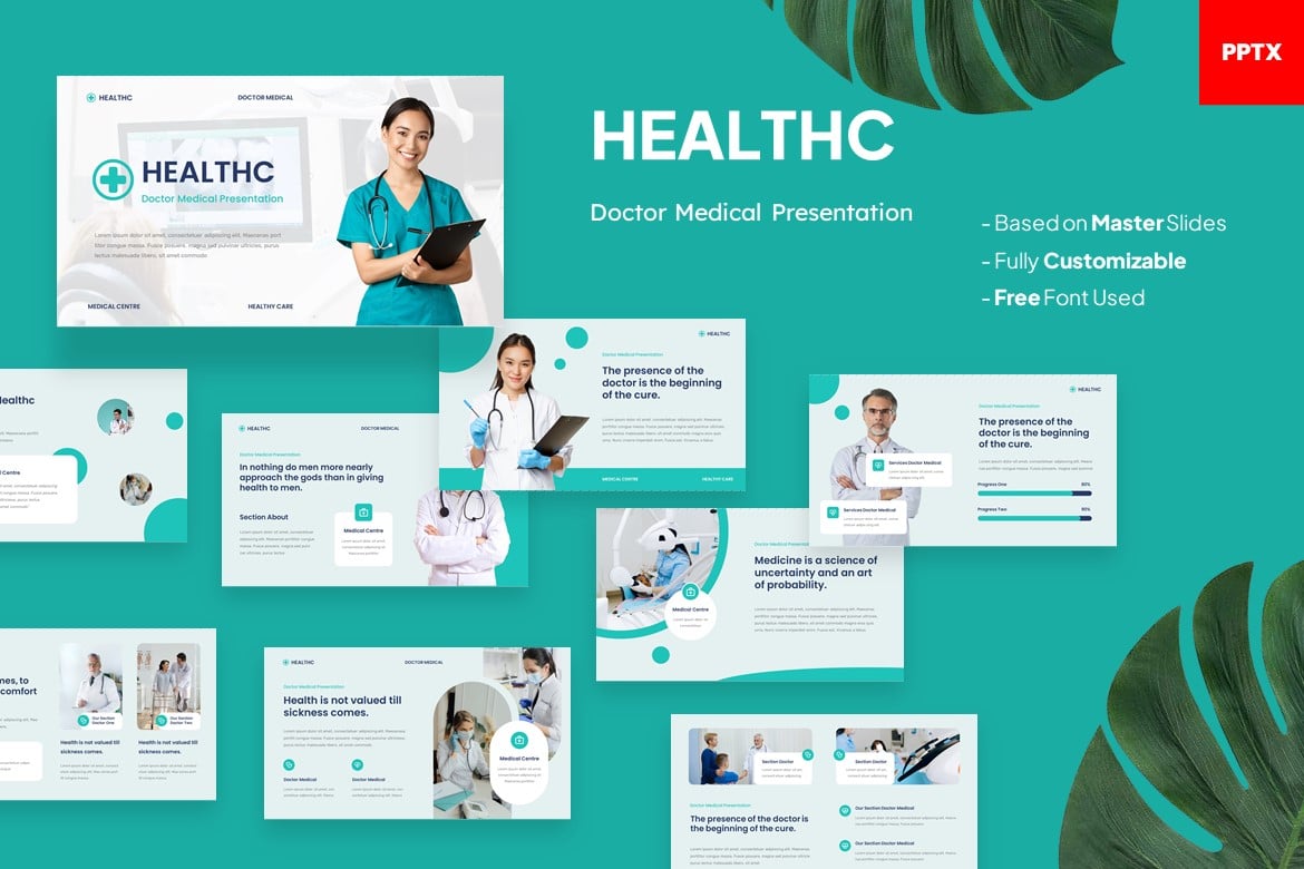 Healthc - Template Powerpoint Medis untuk Dokter yang Profesional dan Modern