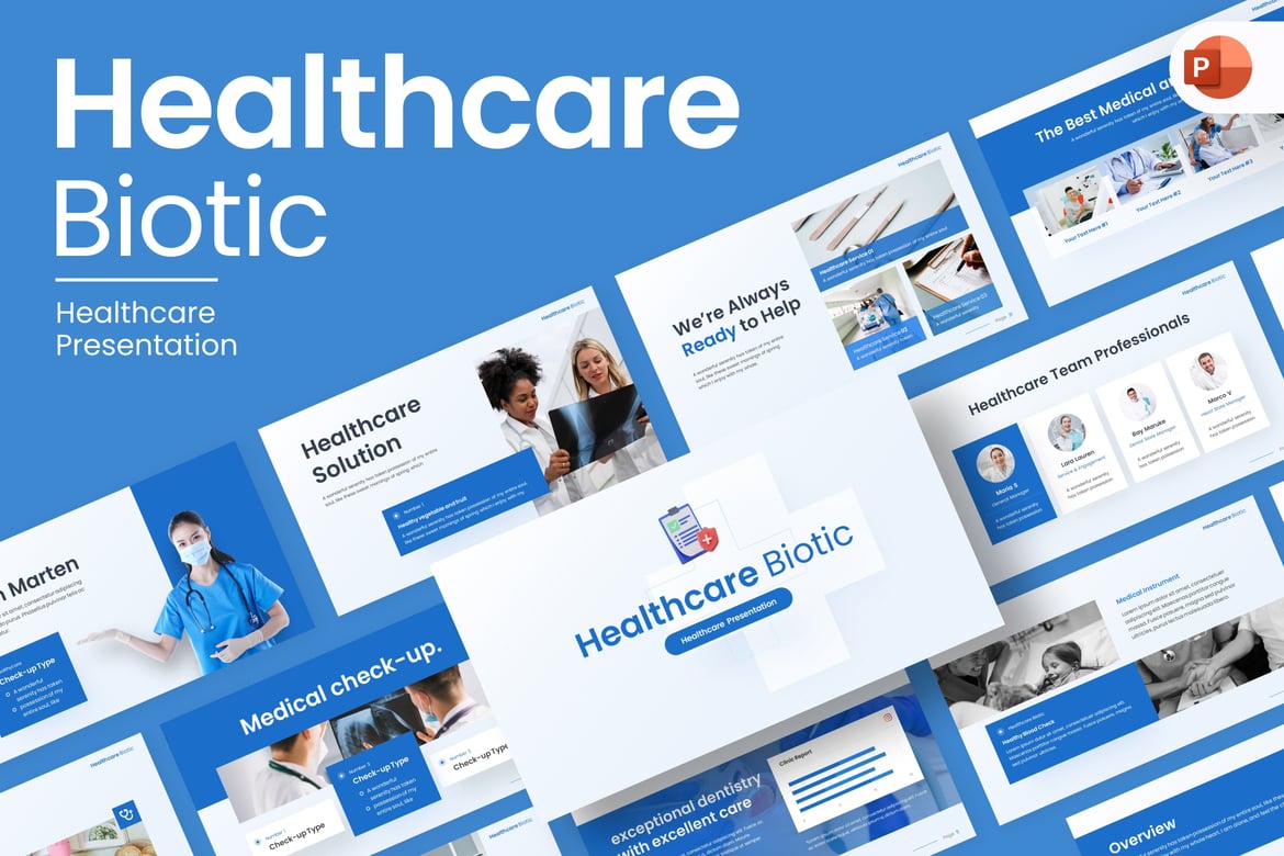 Template PowerPoint Kesehatan Biotik yang Menarik
