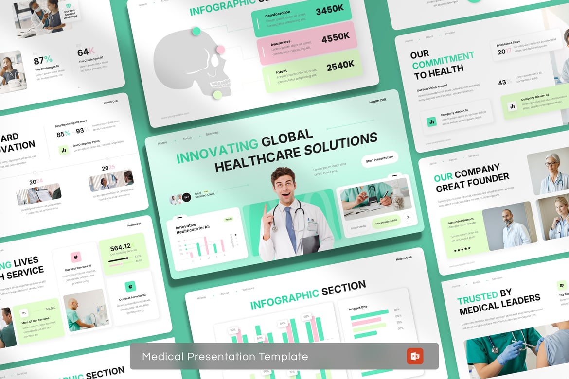 Template PowerPoint Kesehatan Profesional untuk Presentasi Medis