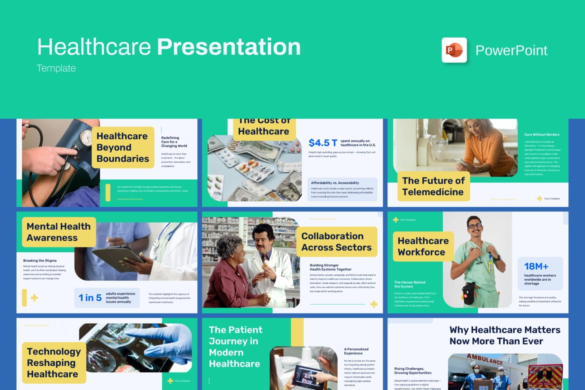 Template Presentasi PowerPoint Kesehatan yang Modern dan Profesional