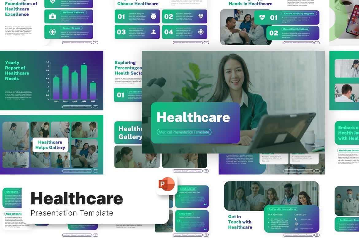 Template PowerPoint Kesehatan Profesional untuk Presentasi Menarik