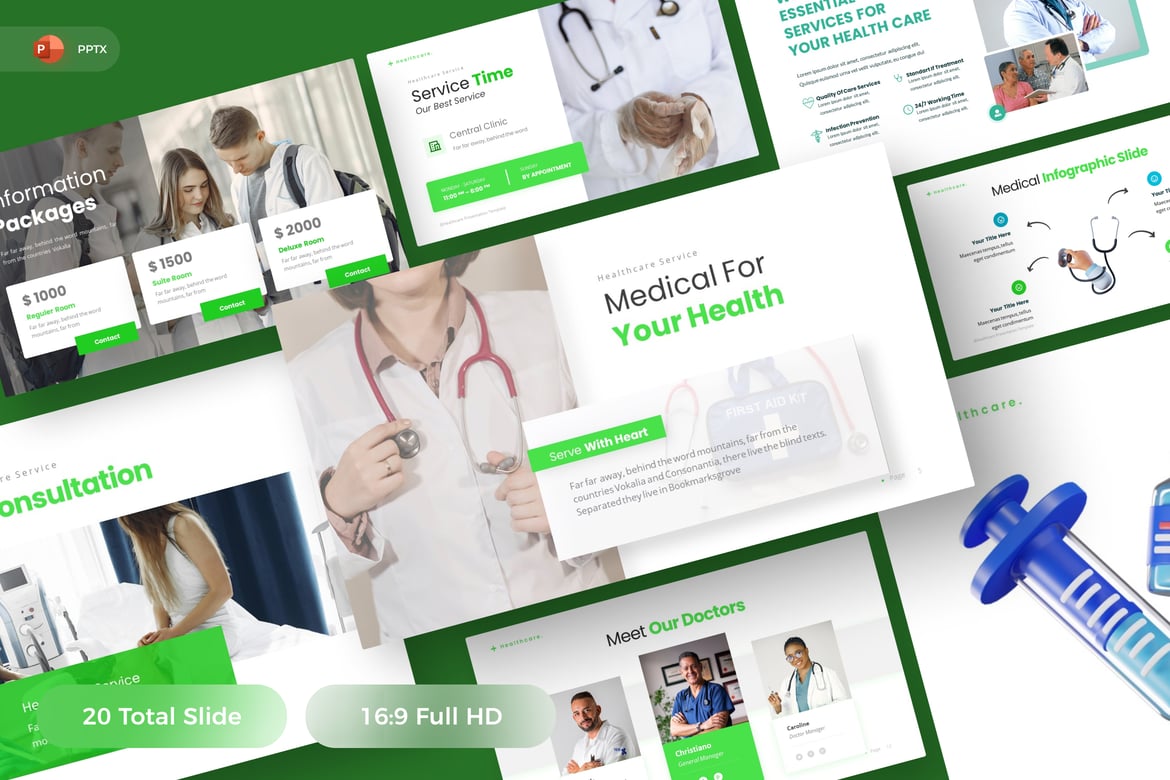 Template Presentasi PowerPoint Layanan Kesehatan yang Menarik