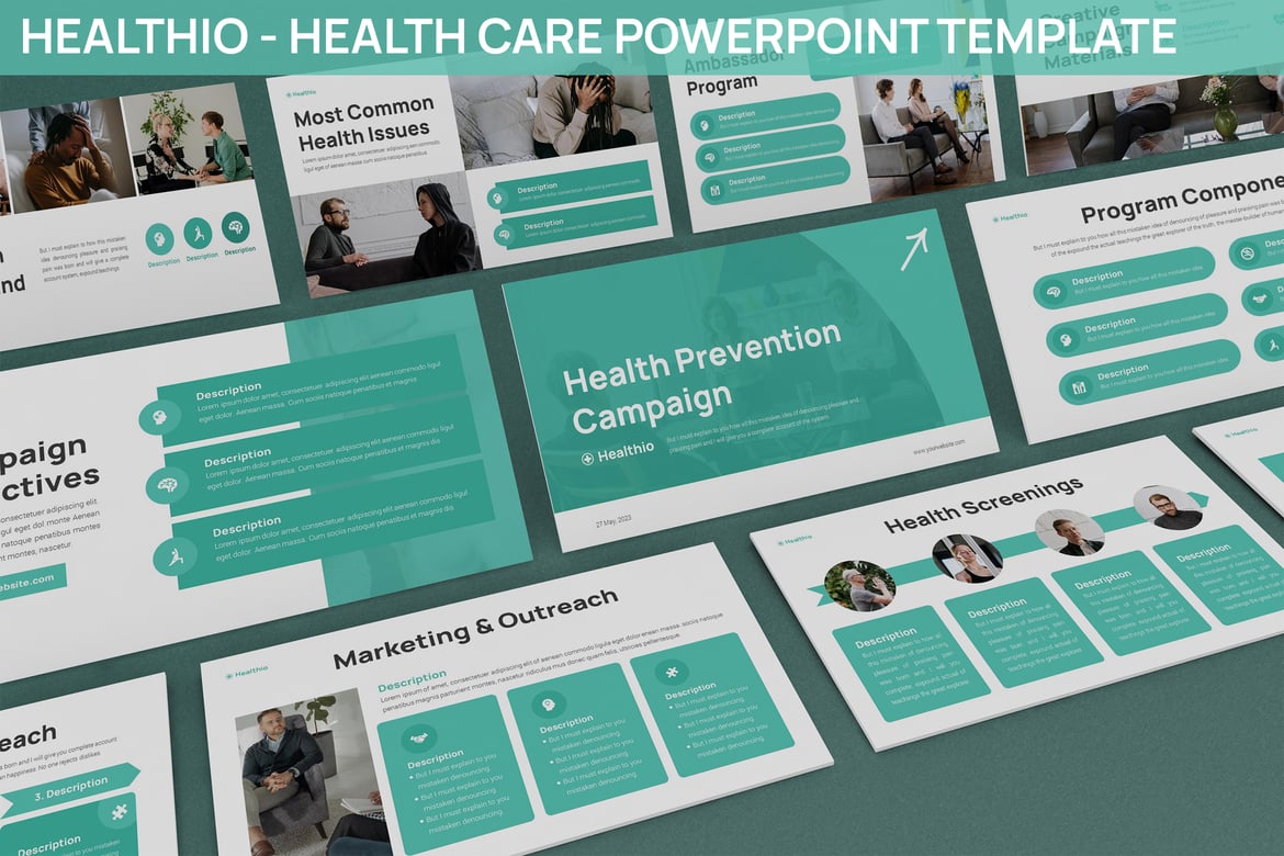 Template PowerPoint Kesehatan - Healthio yang Menarik dan Profesional