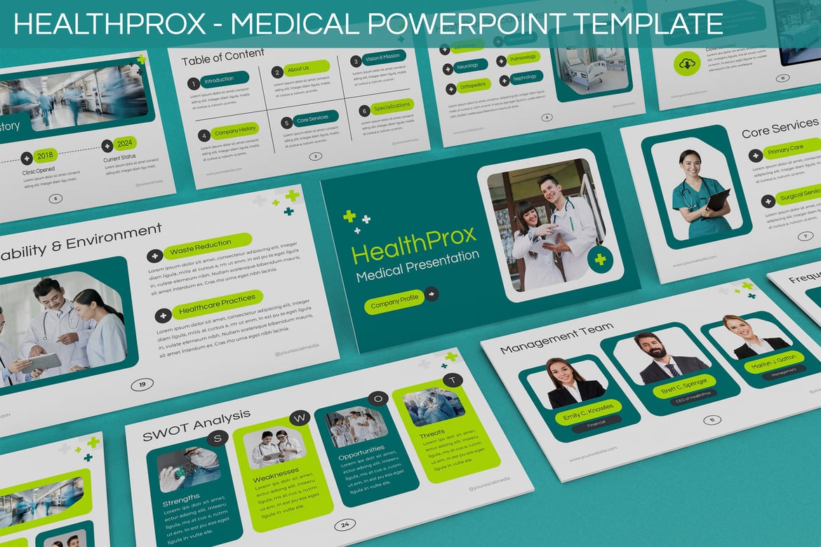 Template PowerPoint Kesehatan Healthprox yang Profesional dan Menarik