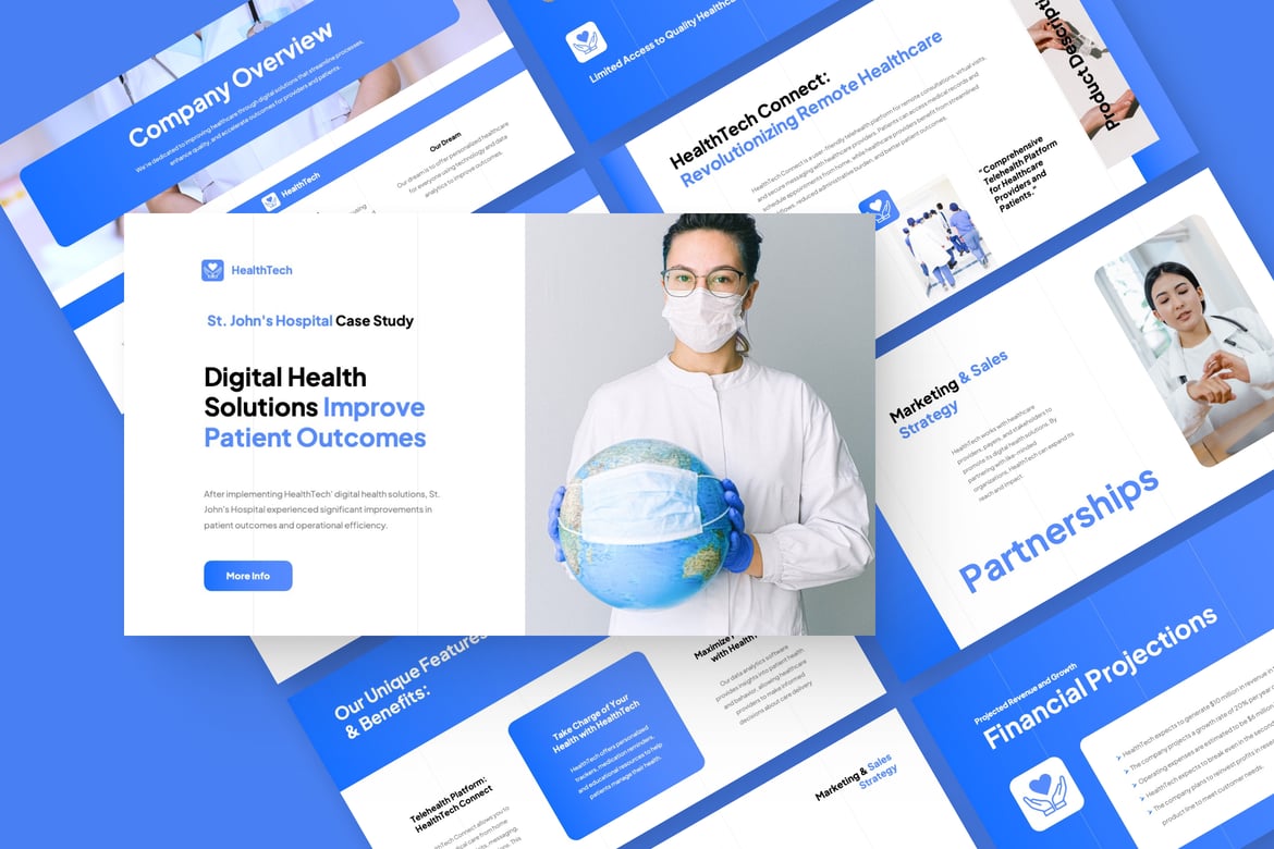 Template Presentasi Medis HealthTech - PowerPoint yang Menarik