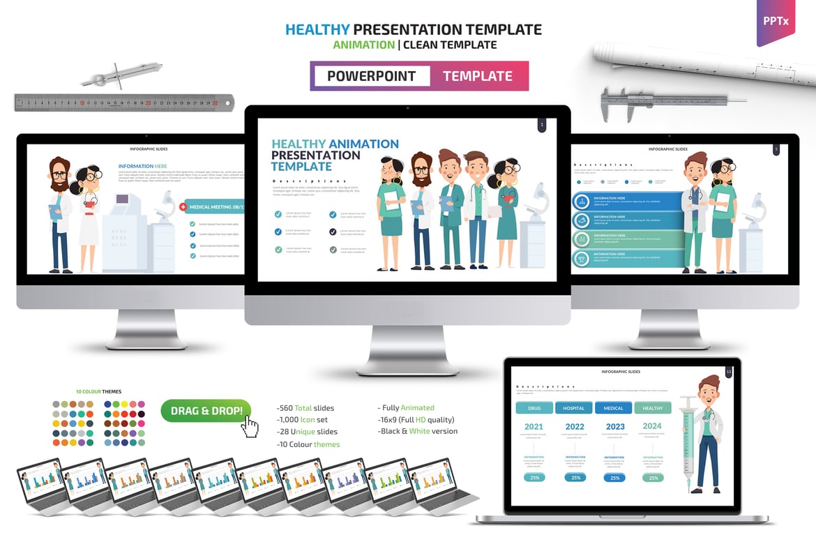 Template Presentasi PowerPoint Animasi Sehat yang Menarik