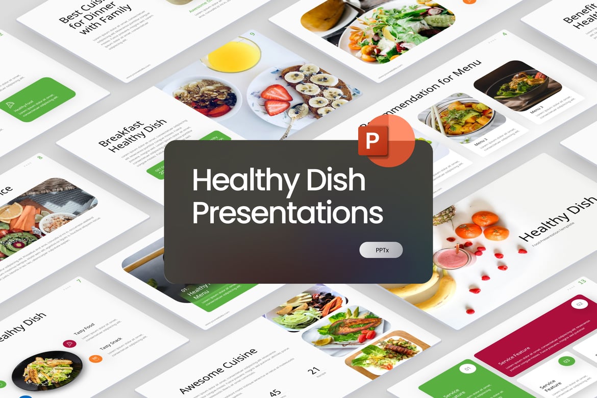 Template PowerPoint Hidangan Sehat untuk Presentasi Menarik