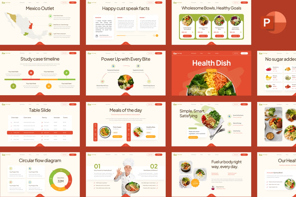 Template Presentasi PowerPoint Hidangan Sehat yang Menarik