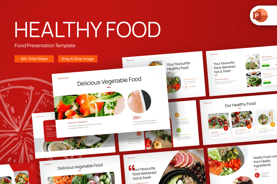 Template PowerPoint Kreatif untuk Makanan Sehat yang Menarik