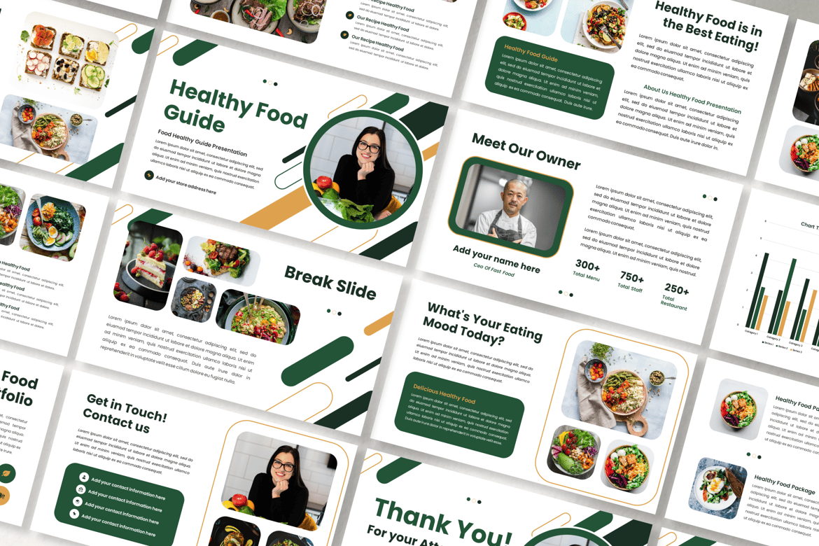 Template PowerPoint Panduan Makanan Sehat yang Menarik