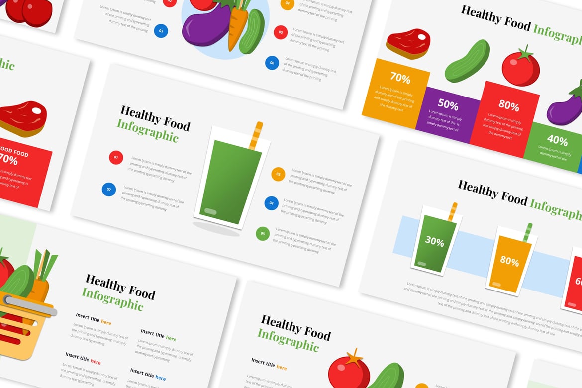 Template Presentasi PowerPoint Infografis Makanan Sehat yang Menarik