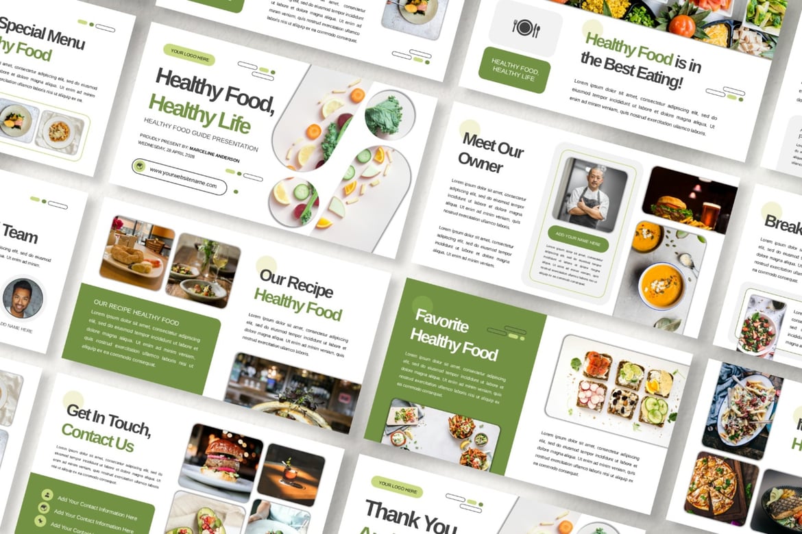 Template PowerPoint Makanan Sehat yang Menarik dan Profesional