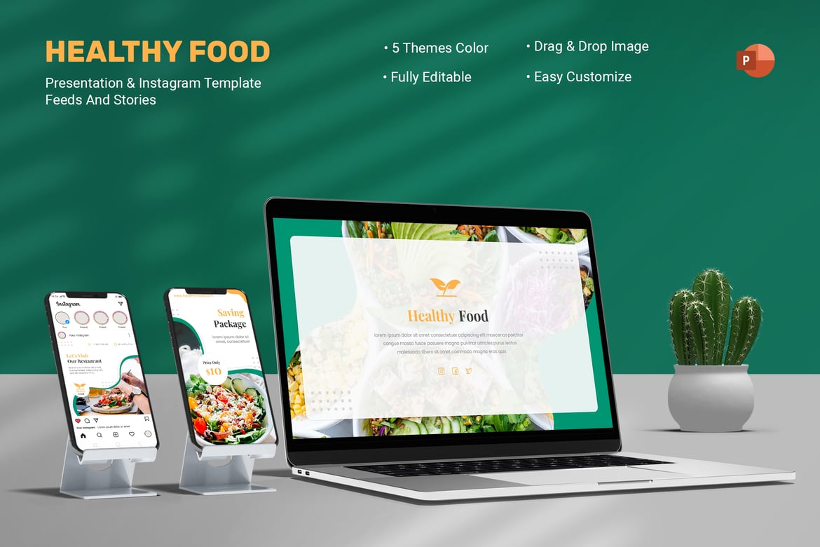 Template Presentasi Sehat - PowerPoint & Instagram yang Menarik