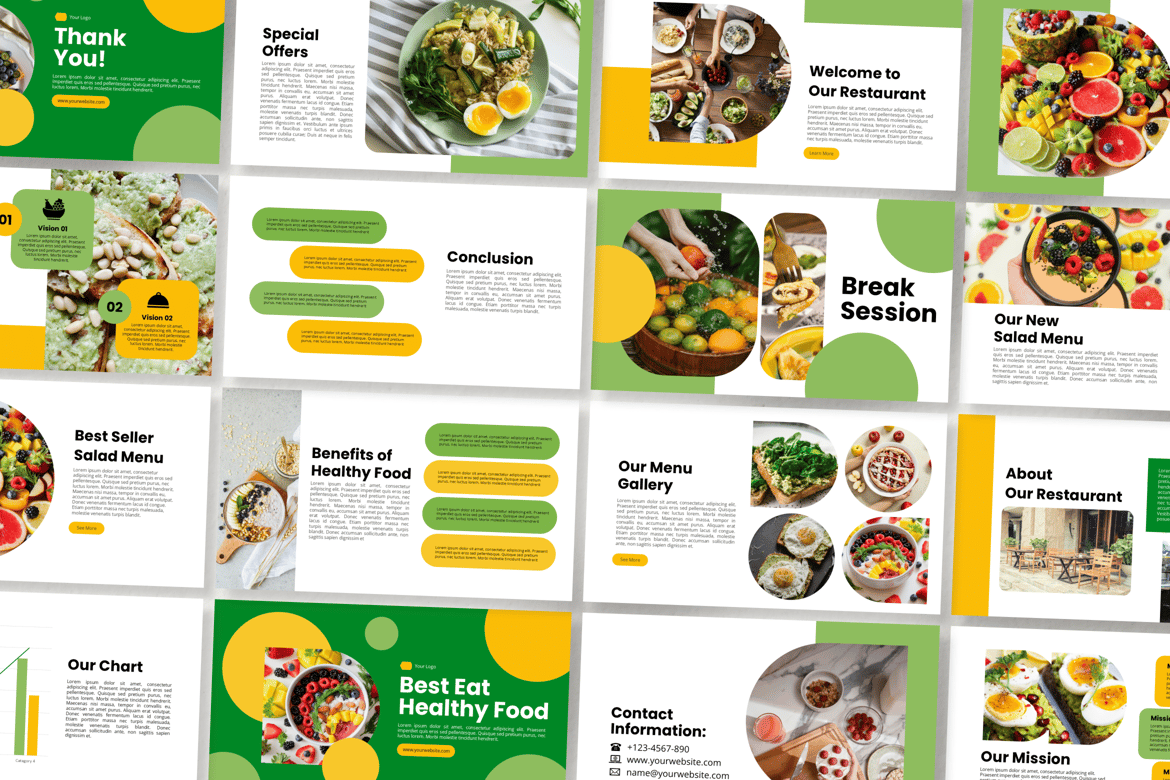 Template Presentasi PowerPoint Makanan Sehat yang Menarik