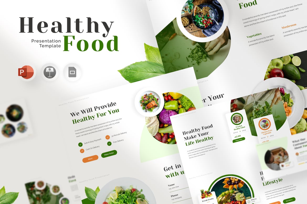 Template Powerpoint Makanan Sehat yang Menarik dan Profesional