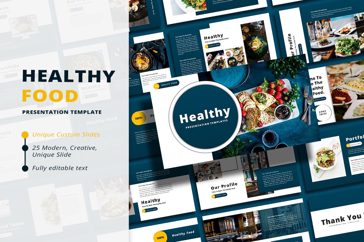 Template PowerPoint Makanan Sehat yang Menarik dan Profesional