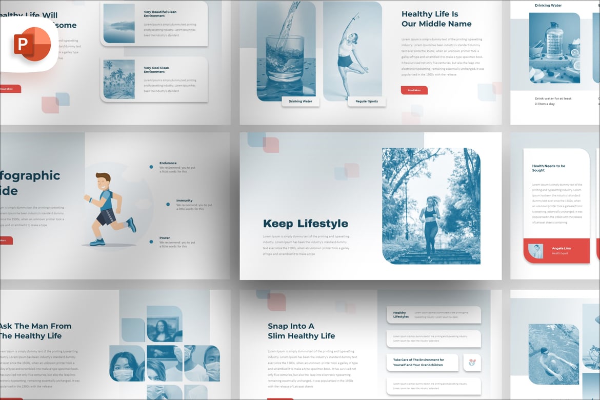 Template PowerPoint Gaya Hidup Sehat yang Menarik