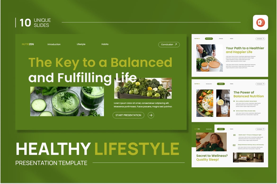 Template PowerPoint Gaya Hidup Sehat & Kesejahteraan yang Menarik