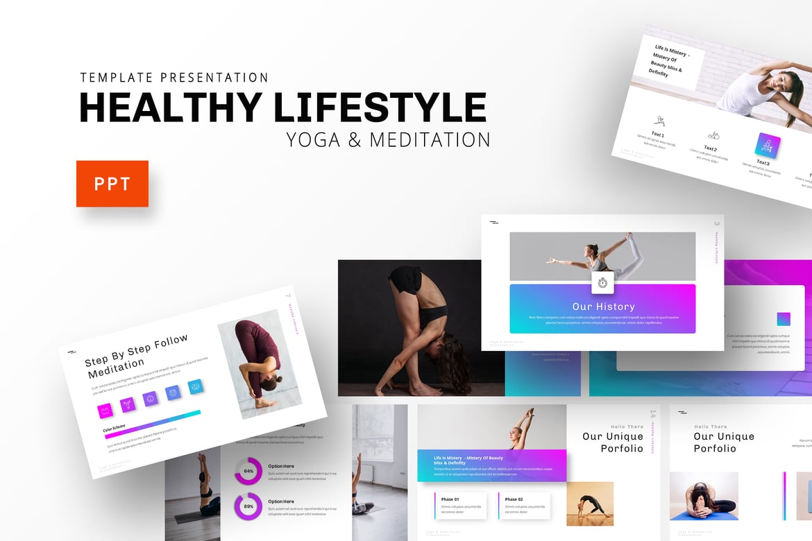 Template Presentasi Powerpoint Yoga untuk Gaya Hidup Sehat