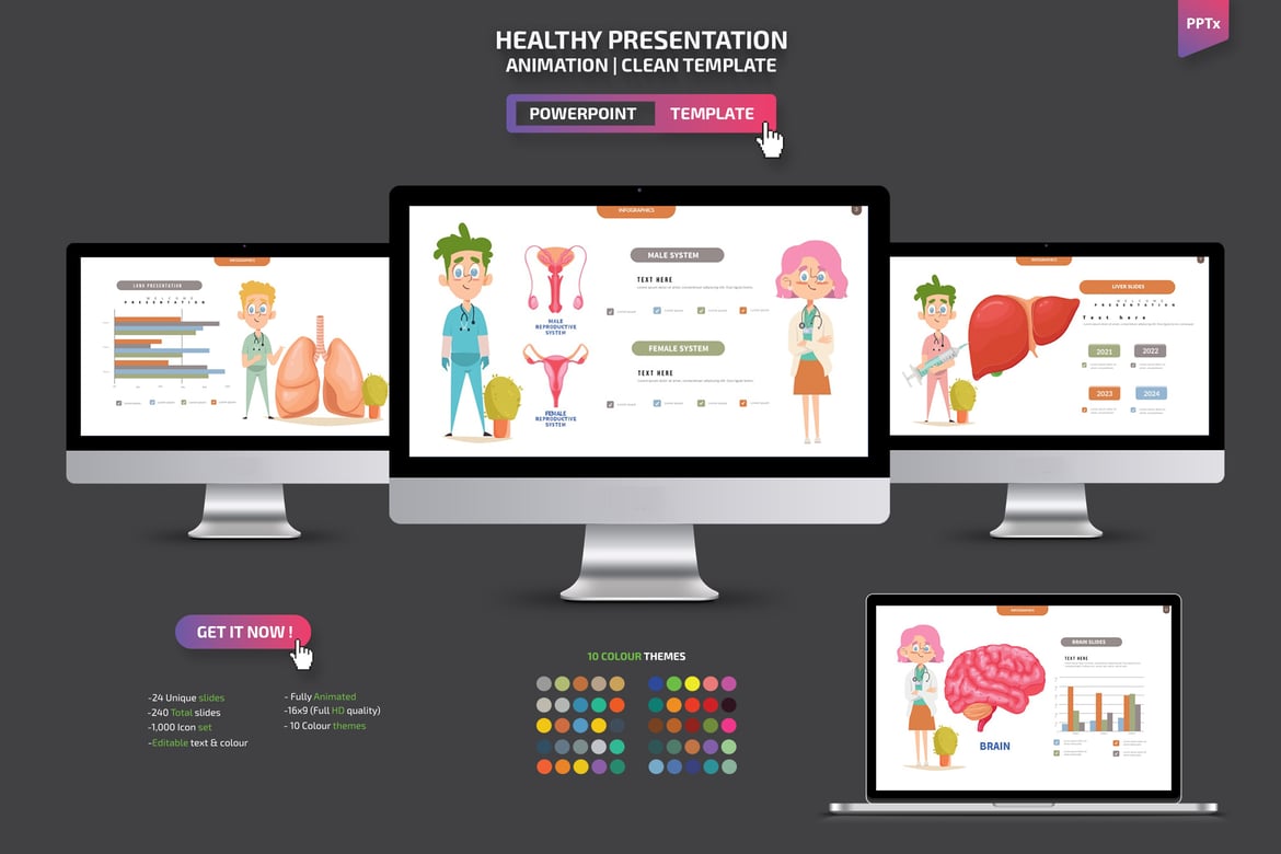 Template Presentasi PowerPoint Sehat dan Menarik