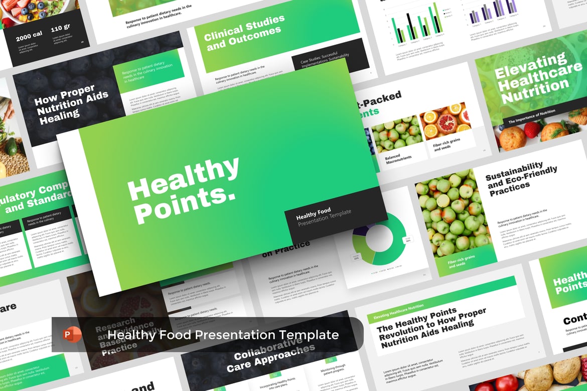 Template PowerPoint Makanan Sehat HealthyPoints yang Profesional dan Menarik