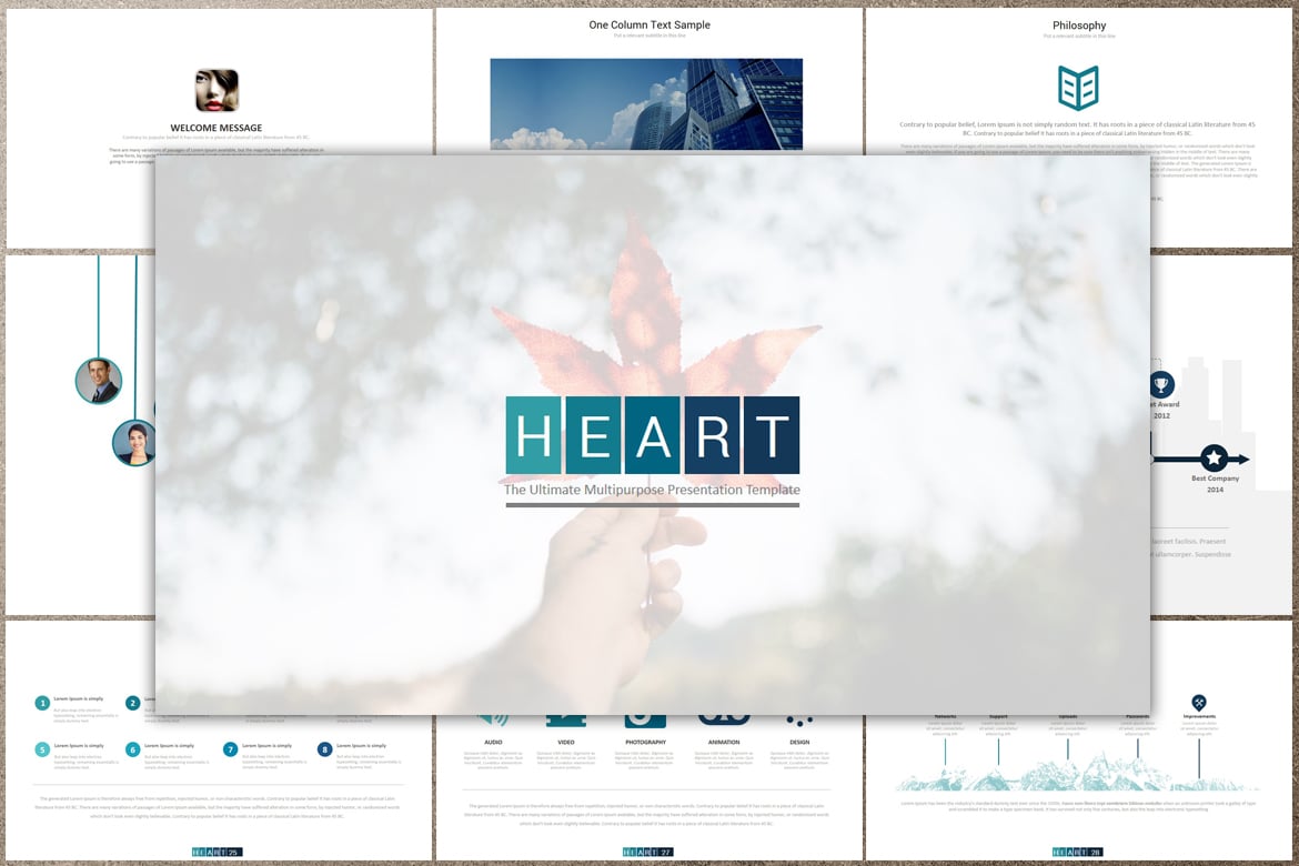 Template PowerPoint Kreatif HEART untuk Presentasi Menarik