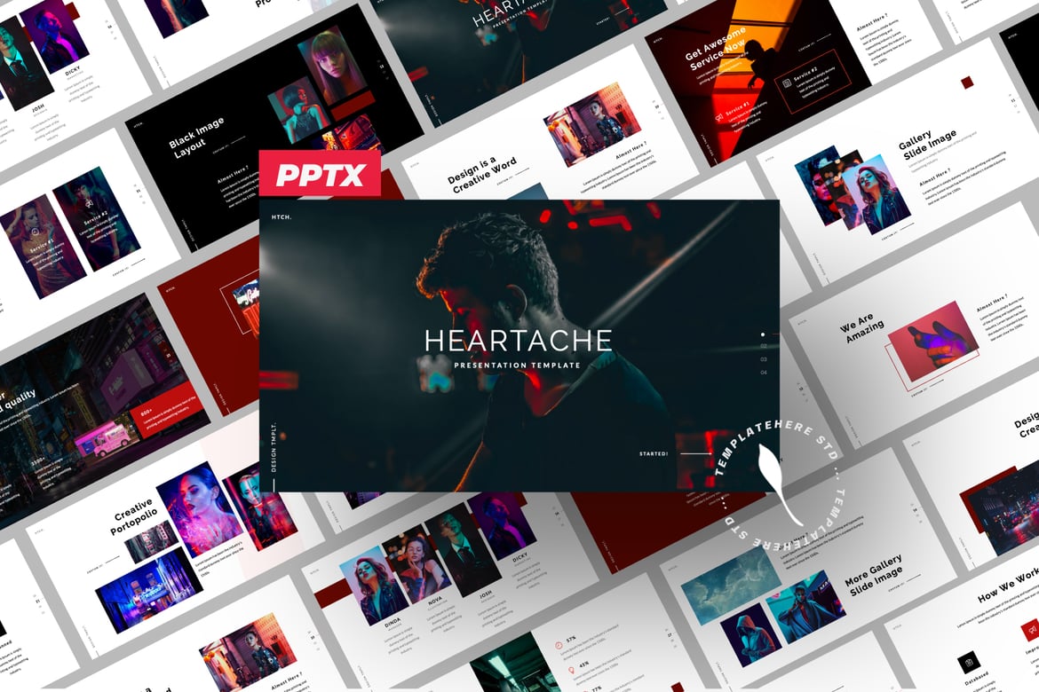 Template Presentasi Powerpoint Heartache Kreatif yang Modern dan Profesional