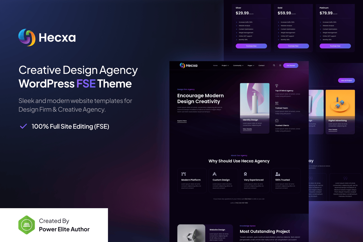 Hecxa - Tema WordPress FSE untuk Agensi Desain yang Kreatif