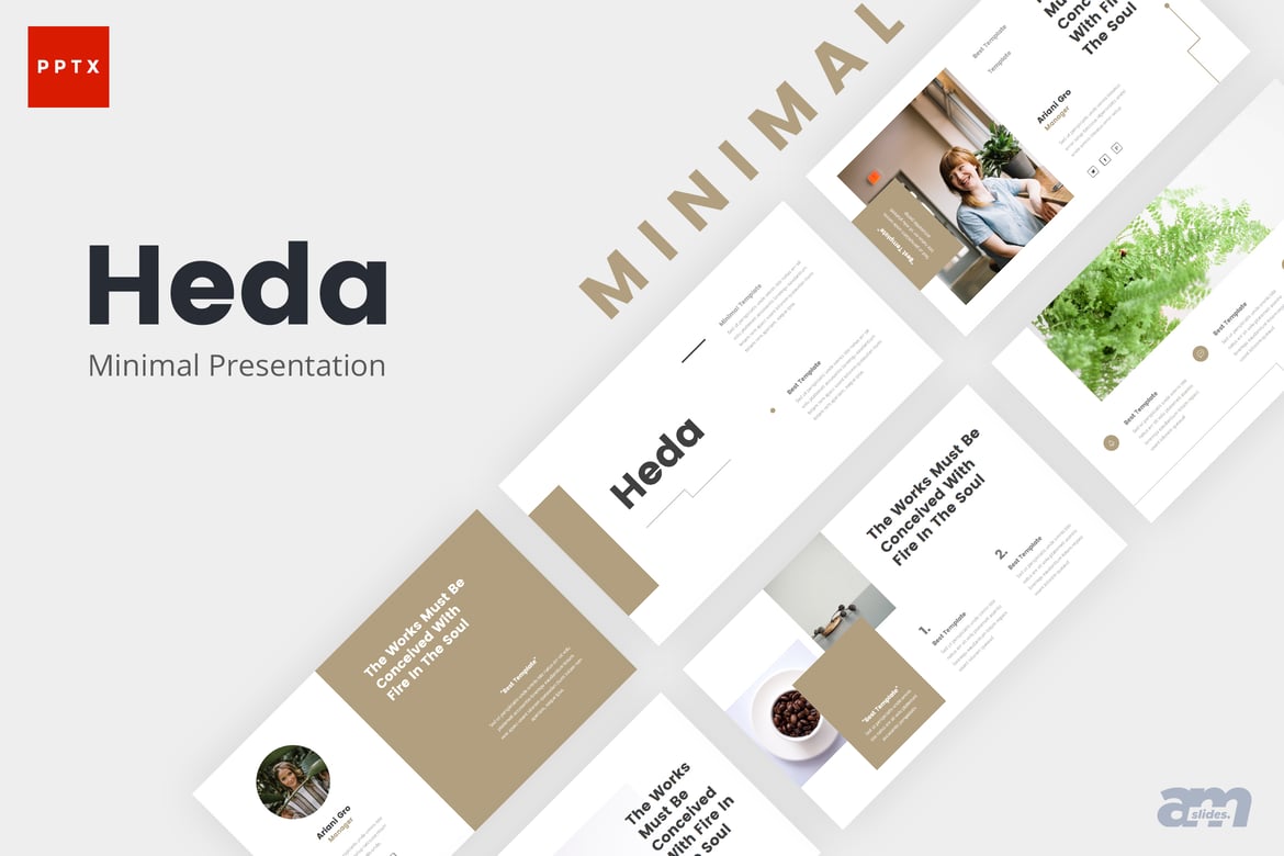 Template PowerPoint Heda Minimalis yang Kreatif dan Elegan