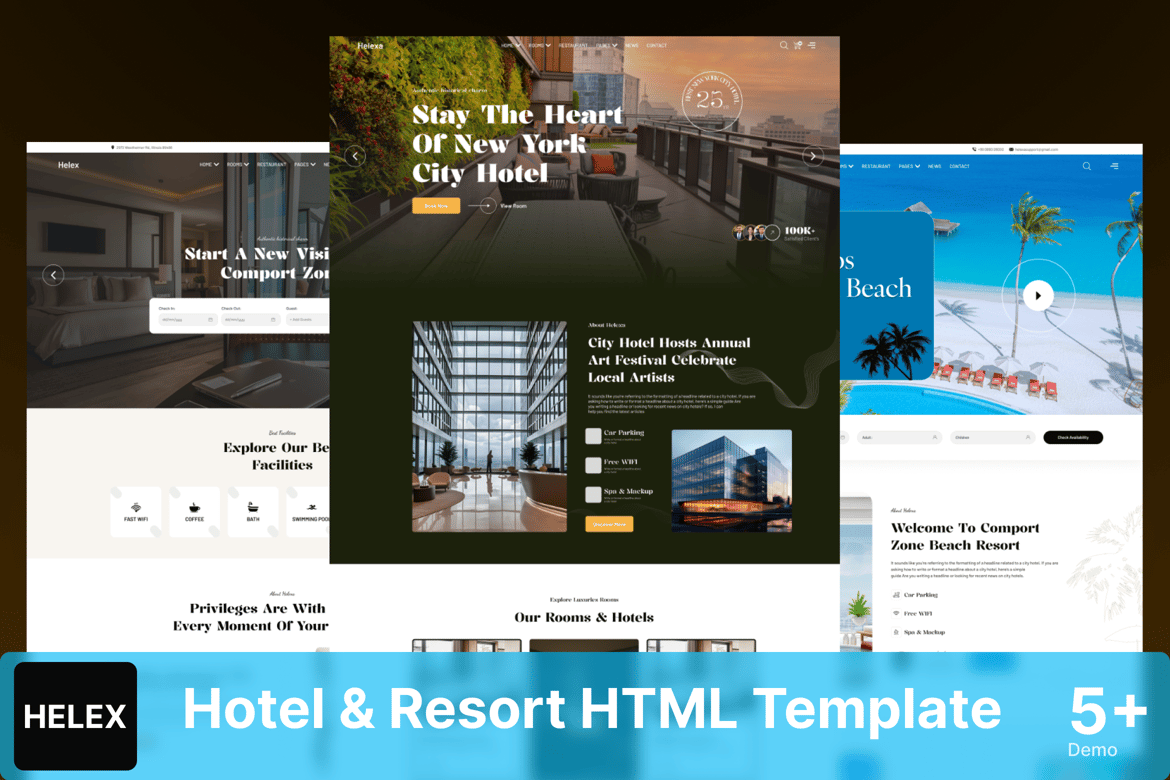 Helex - Template Website Hotel & Resort Mewah yang Elegan