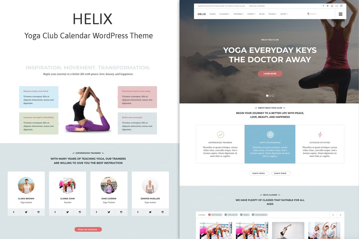 Tema WordPress Yoga Club Helix - Kalender Kelas yang Mudah Dikelola