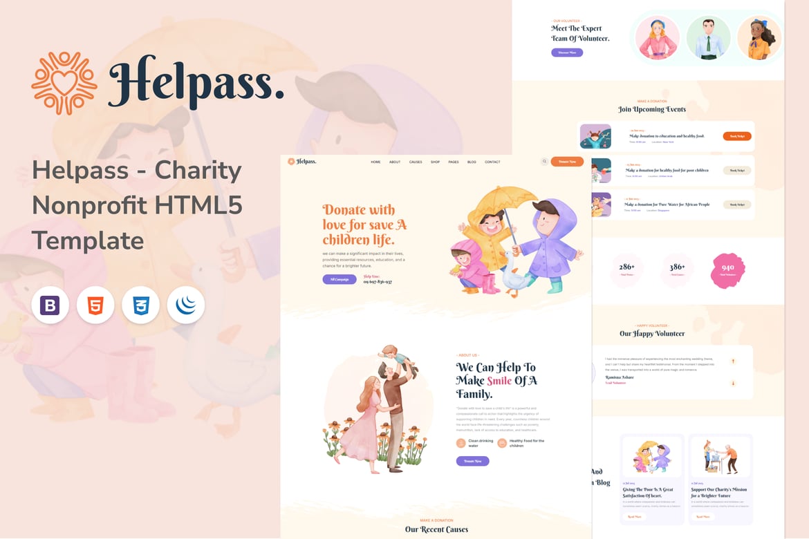 Helpass - Template Website Amal Nonprofit HTML5 yang Menawan