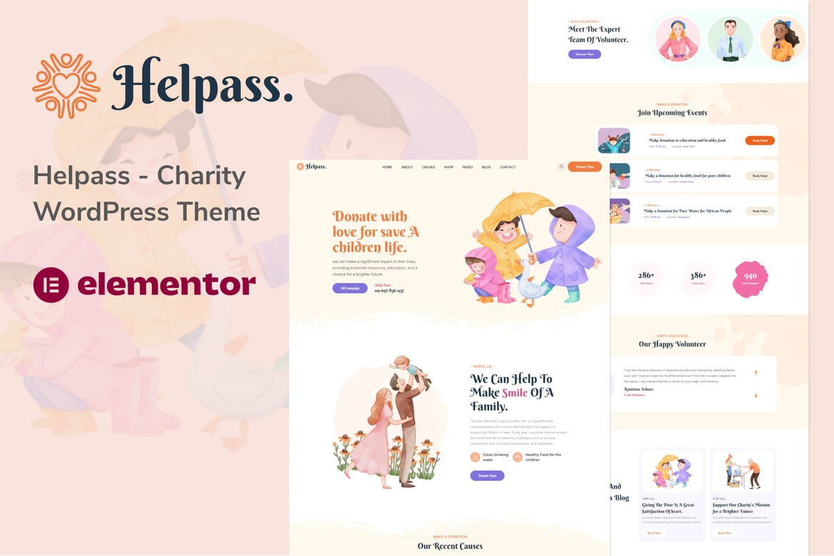 Helpass - Tema WordPress untuk Amal yang Modern dan Stylish
