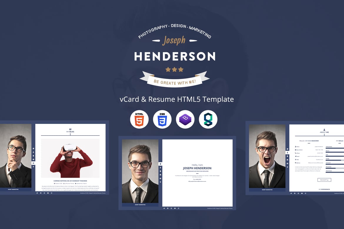 Henderson - Template Website vCard & Resume HTML5 yang Menawan